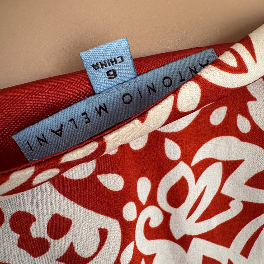 Antonio Melani Elegant Red and White Wrap Dress size 6 used - Picture 9 of 9